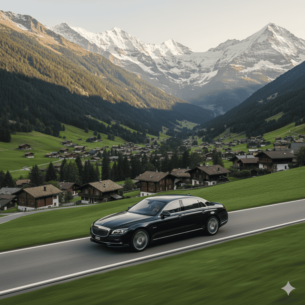 Panoramic view of Davos Klosters ski resort in Switzerland